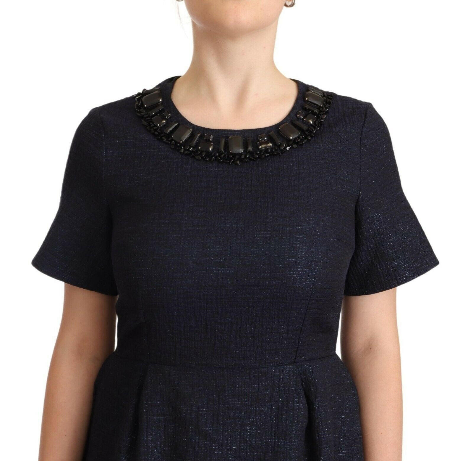 L'Autre Chose Black Embellished Short Sleeves Mini A-line Dress -   -  L'Autre Chose.