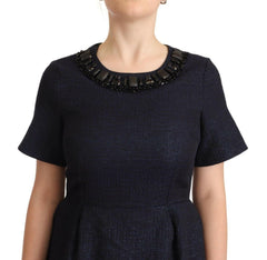 L'Autre Chose Black Embellished Short Sleeves Mini A-line Dress -   -  L'Autre Chose.