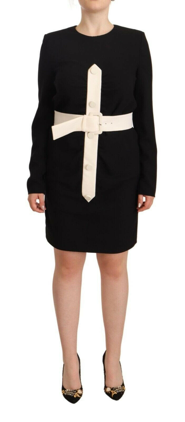 Givenchy Black Wool Long Sleeves Belted Mini Sheath Dress -   -  Givenchy.