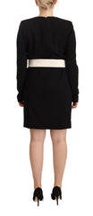 Givenchy Black Wool Long Sleeves Belted Mini Sheath Dress -   -  Givenchy.