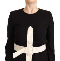 Givenchy Black Wool Long Sleeves Belted Mini Sheath Dress -   -  Givenchy.