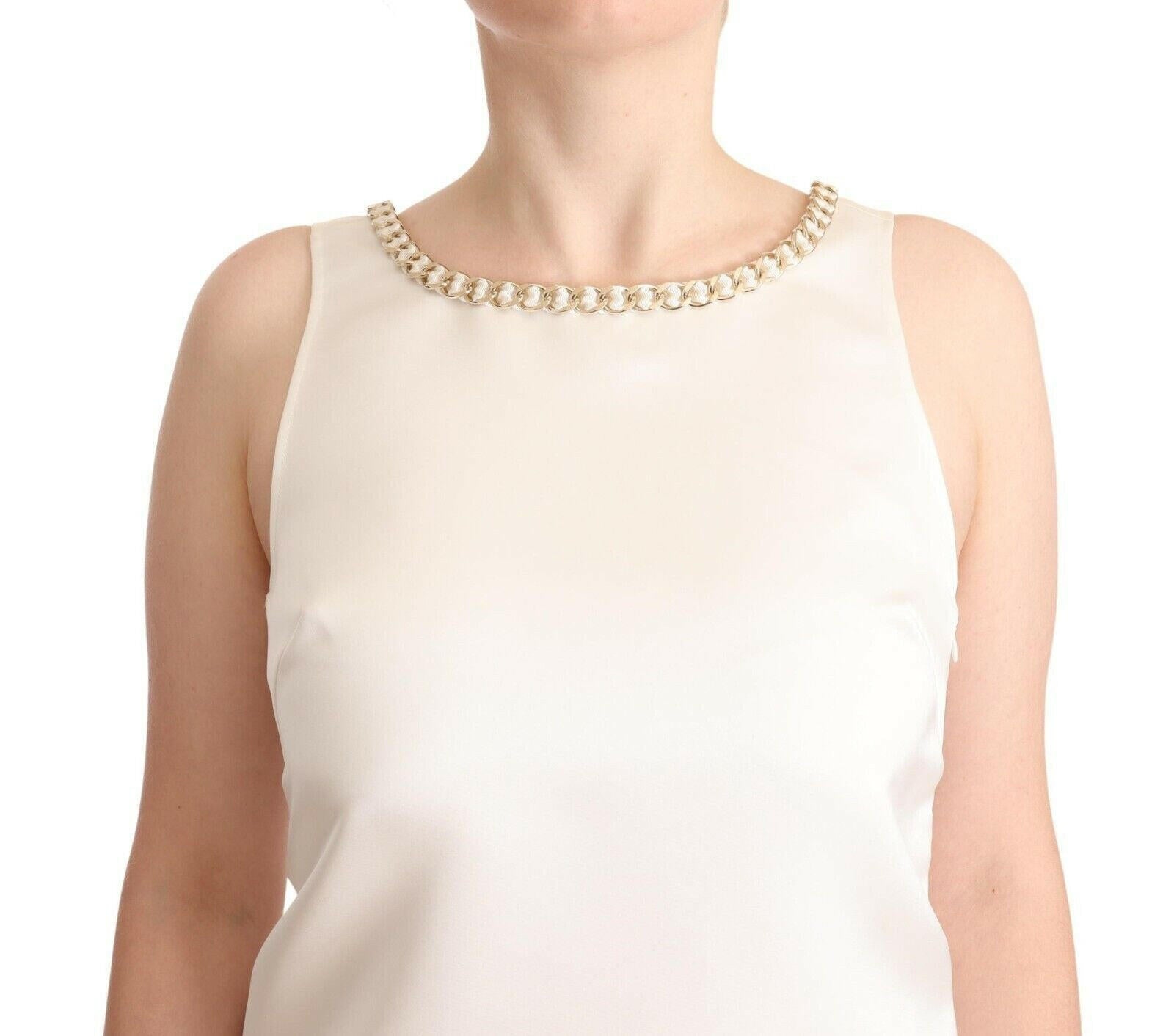 Elisabetta Franchi White Polyester Sleeveless Mini Shift Dress -   -  Elisabetta Franchi.