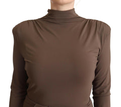 Patrizia Pepe Brown Acetate Long Sleeves Turtle Neck Sheath Dress -   -  Patrizia Pepe.