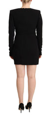 Dsquared² Black Long Sleeves Deep V-neck Mini Sheath Dress -   -  Dsquared².