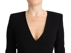 Dsquared² Black Long Sleeves Deep V-neck Mini Sheath Dress -   -  Dsquared².