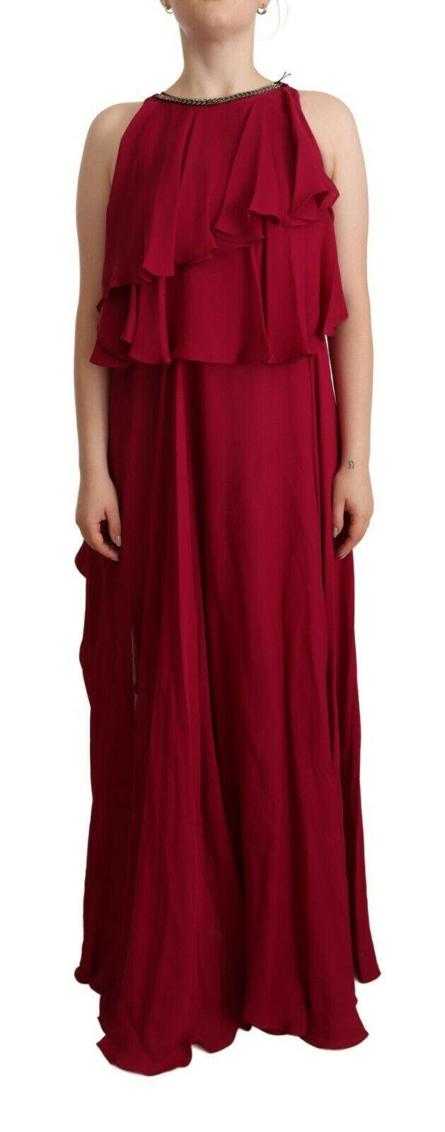 PLEIN SUD Orchid Silk Sleeveless Long Maxi Ruffle Shift Dress -   -  PLEIN SUD.
