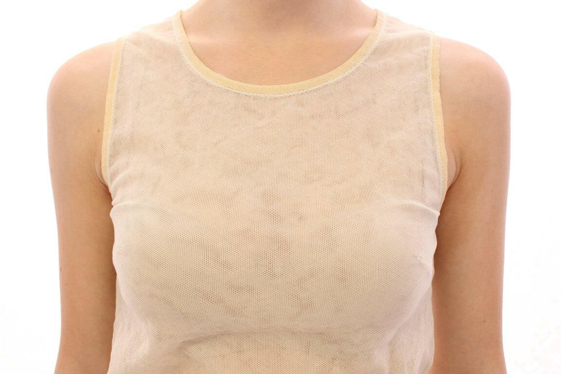 Dolce & Gabbana Beige Sleeveless Cotton Top Tank Blouse -   -  Dolce & Gabbana.