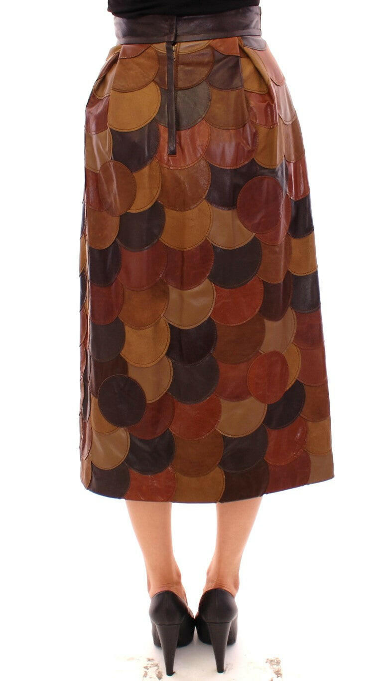 Dolce & Gabbana Brown Patchwork Leather Straight Skirt -   -  Dolce & Gabbana.