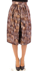Dolce & Gabbana Brown Floral Silk Straight Full Skirt -   -  Dolce & Gabbana.