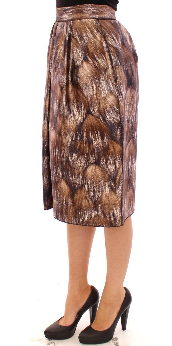 Dolce & Gabbana Brown Floral Silk Straight Full Skirt -   -  Dolce & Gabbana.