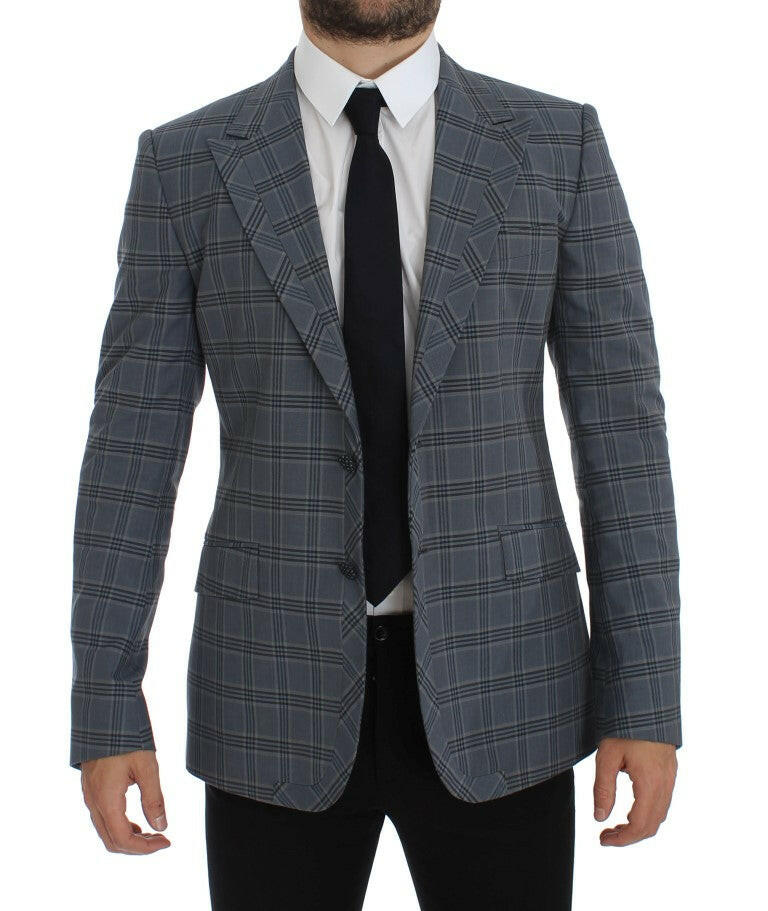 Dolce & Gabbana Blue Checkered Slim Fit Blazer Jacket -   -  Dolce & Gabbana.