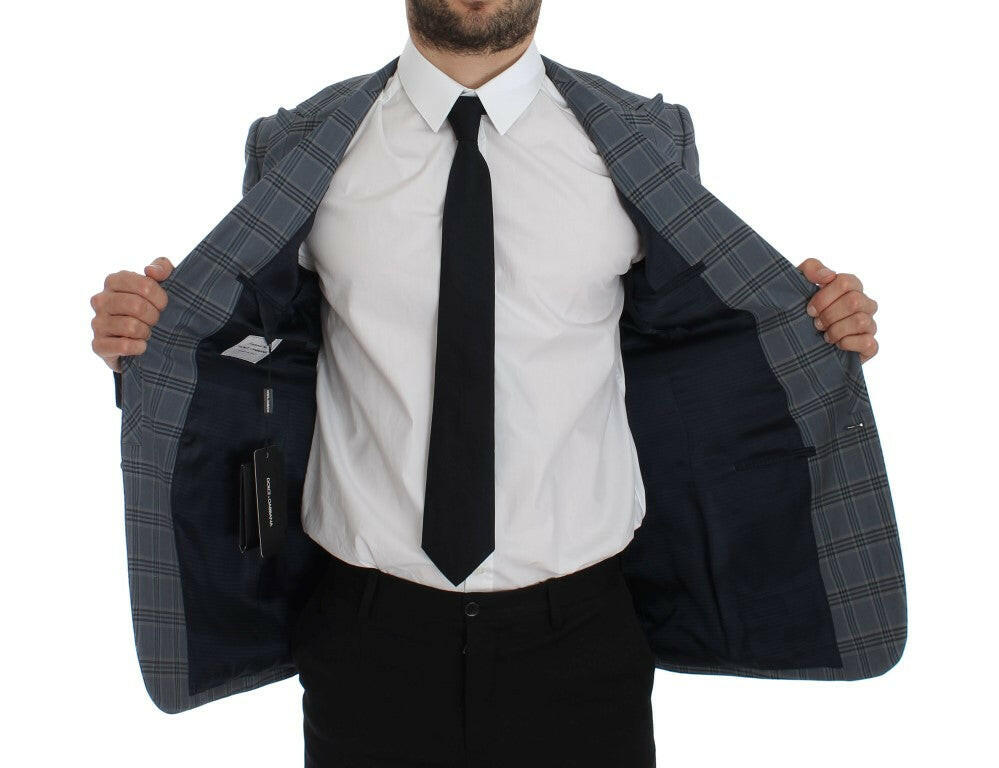 Dolce & Gabbana Blue Checkered Slim Fit Blazer Jacket -   -  Dolce & Gabbana.