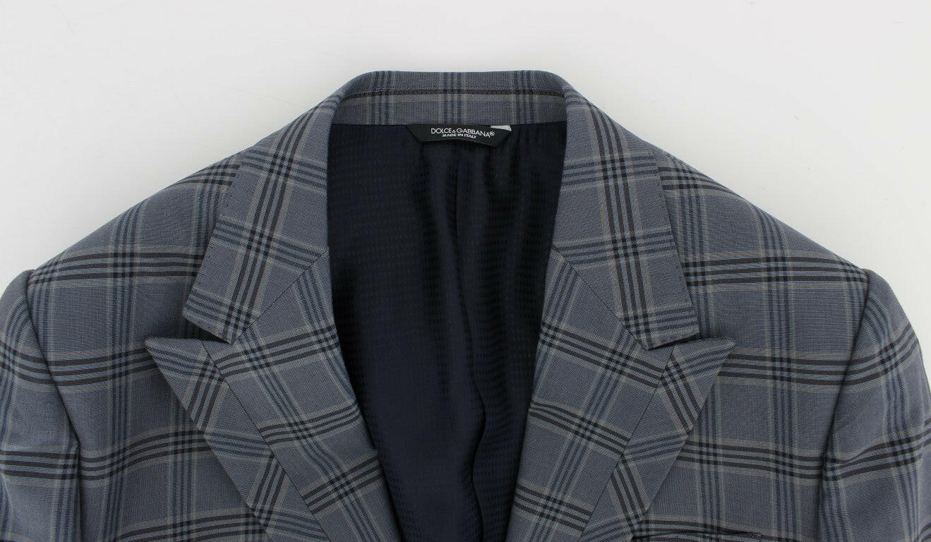 Dolce & Gabbana Blue Checkered Slim Fit Blazer Jacket -   -  Dolce & Gabbana.