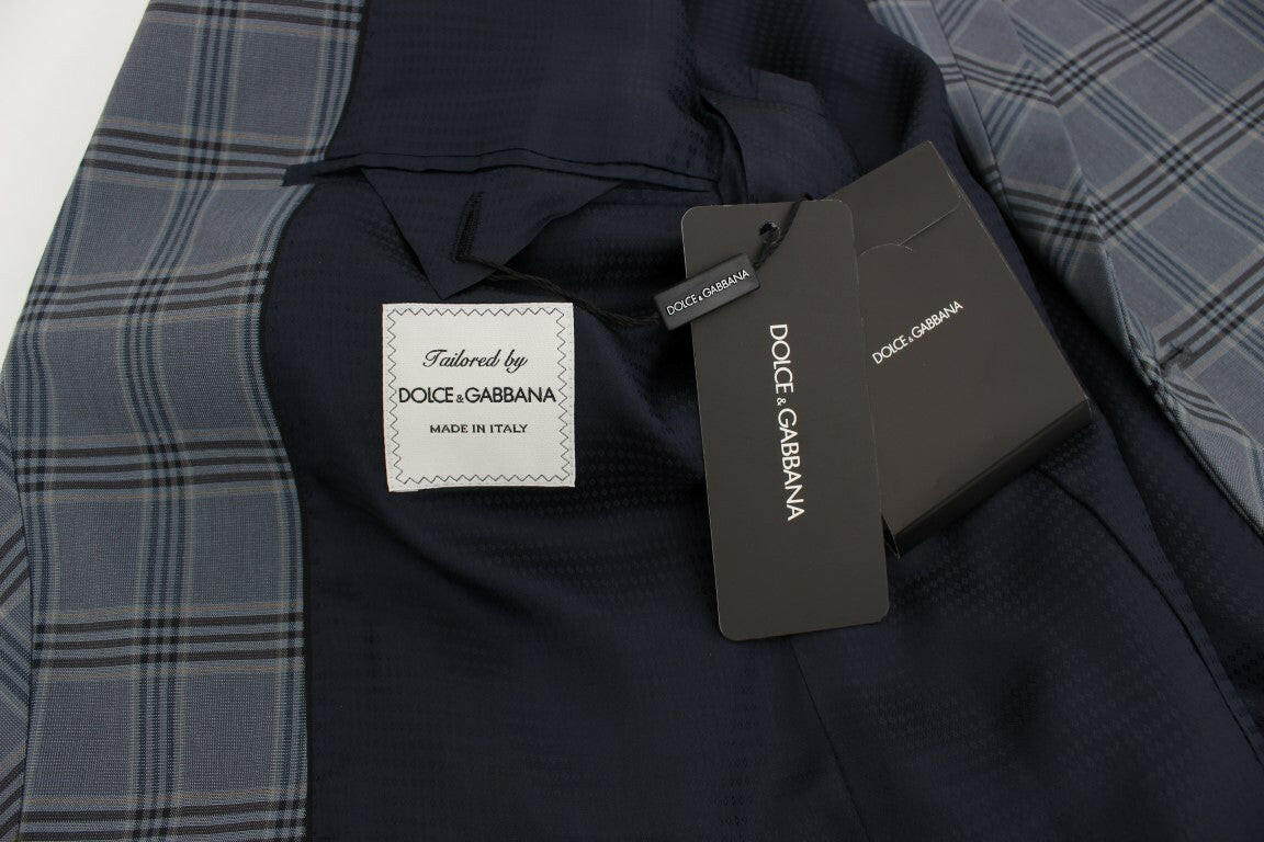 Dolce & Gabbana Blue Checkered Slim Fit Blazer Jacket -   -  Dolce & Gabbana.