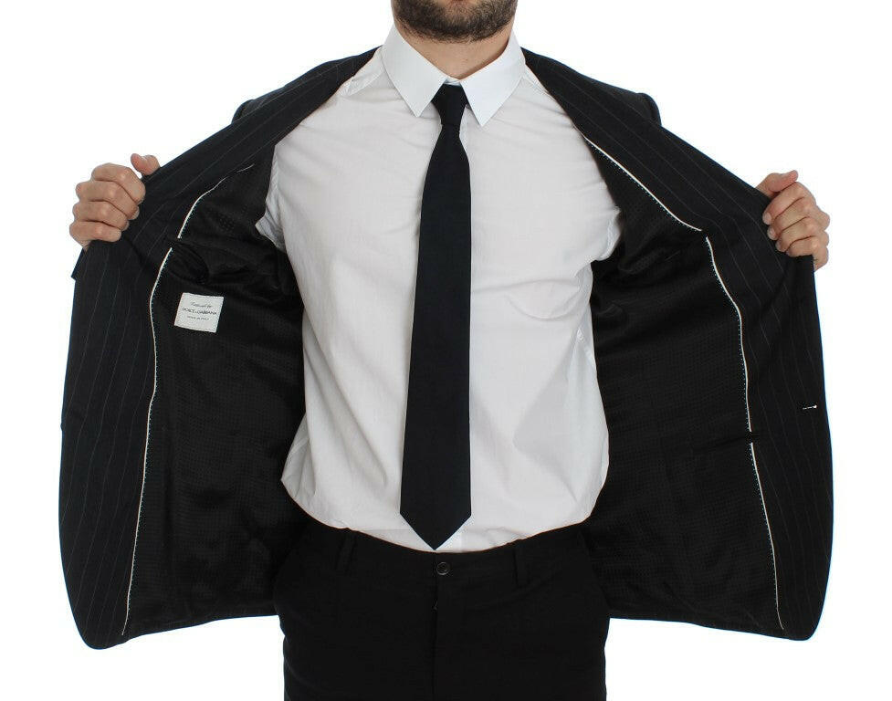 Dolce & Gabbana Gray Striped Slim Fit Wool Blazer -   -  Dolce & Gabbana.
