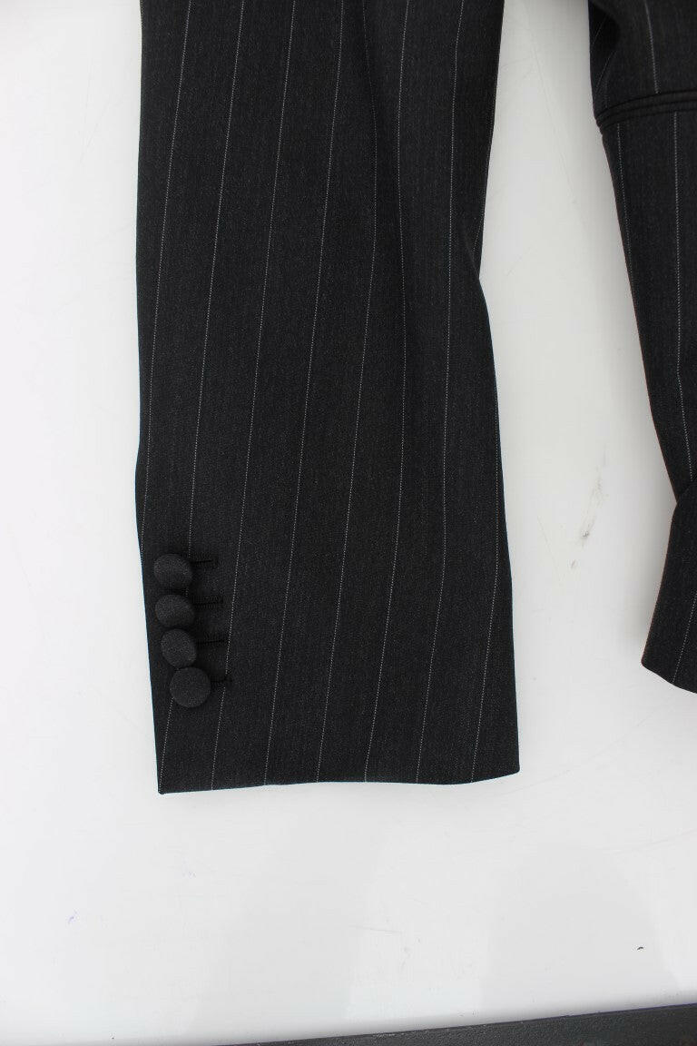 Dolce & Gabbana Gray Striped Slim Fit Wool Blazer -   -  Dolce & Gabbana.