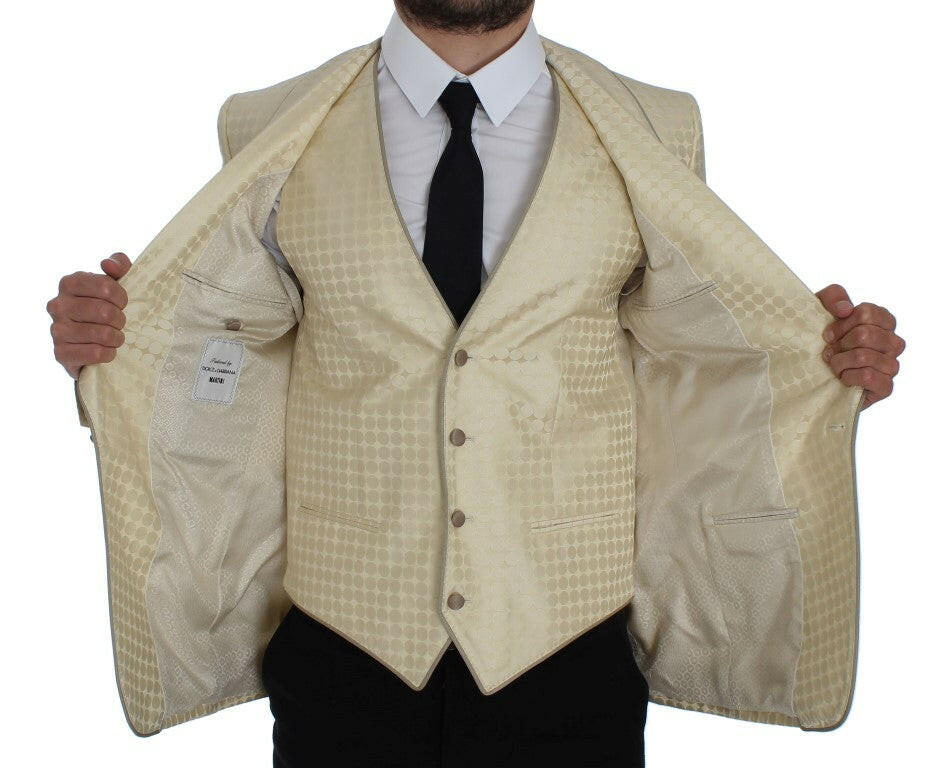 Dolce & Gabbana Beige Polka Dot Silk 2 Piece Blazer -   -  Dolce & Gabbana.