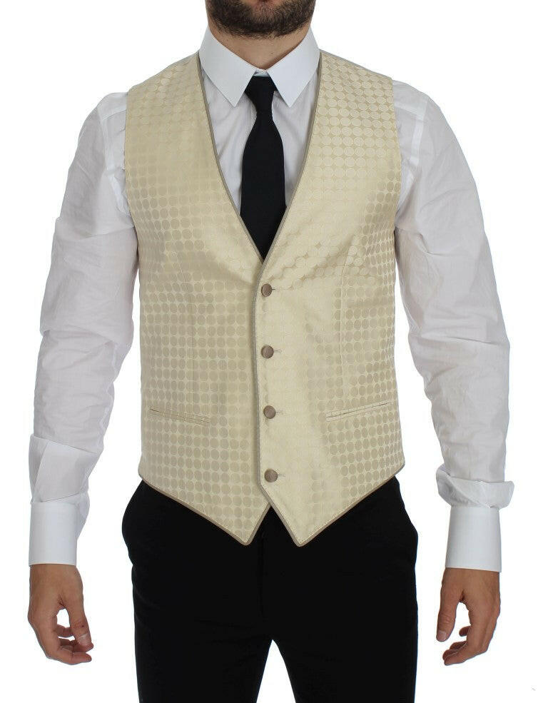 Dolce & Gabbana Beige Polka Dot Silk 2 Piece Blazer -   -  Dolce & Gabbana.