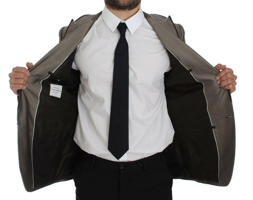 Dolce & Gabbana Brown Slim Fit Silk Two Button Blazer -   -  Dolce & Gabbana.