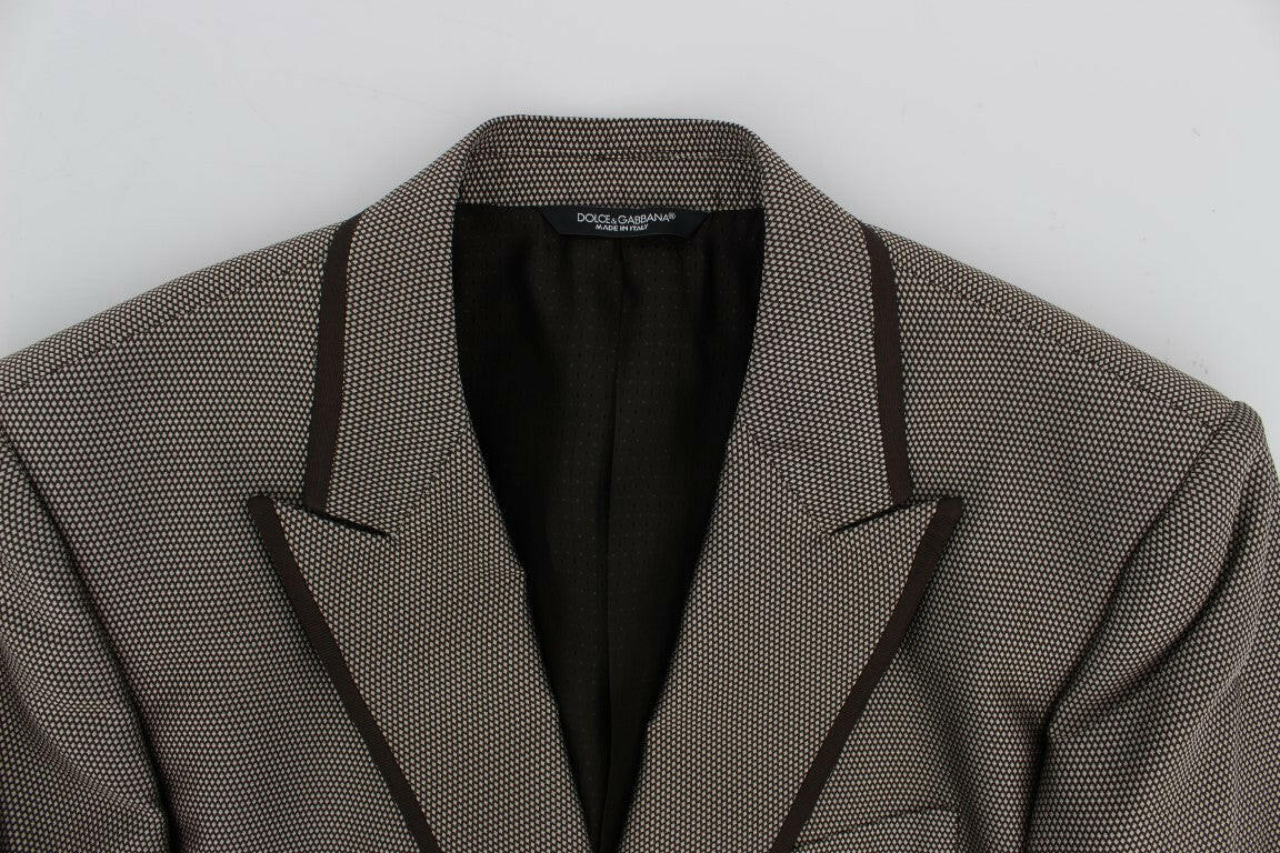 Dolce & Gabbana Brown Slim Fit Silk Two Button Blazer -   -  Dolce & Gabbana.
