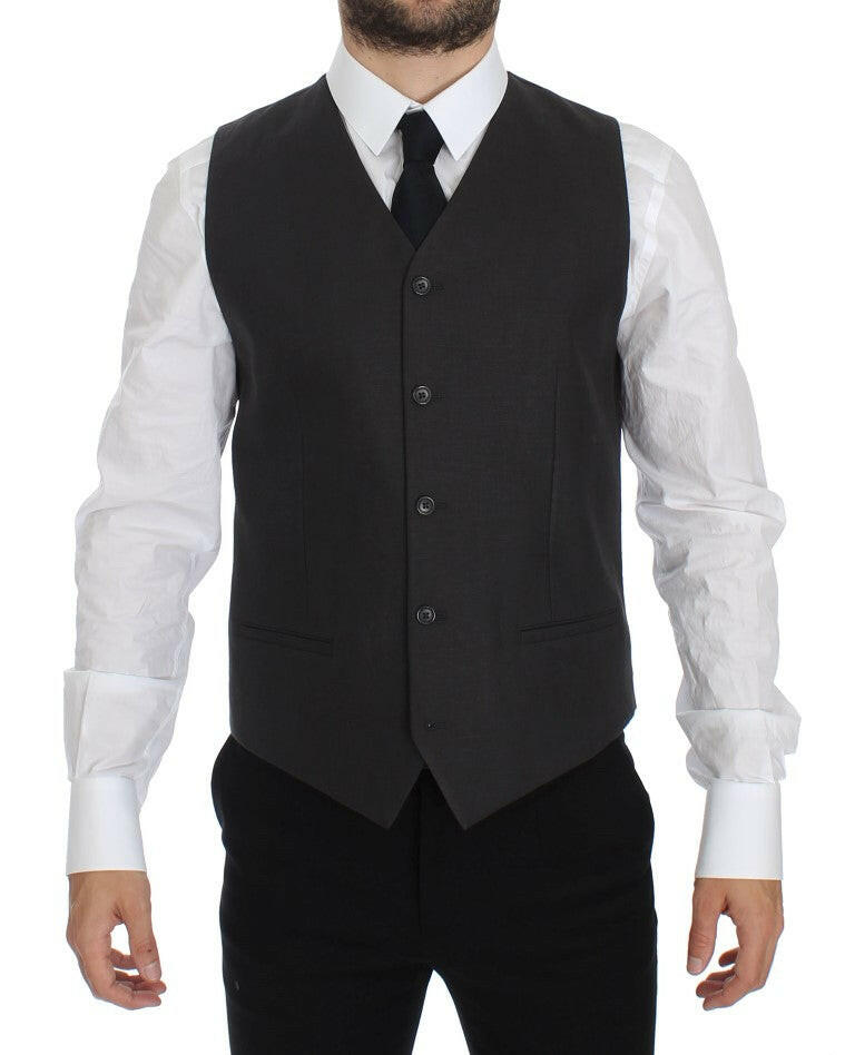Dolce & Gabbana Gray Slim Fit Linen Blazer Jacket -   -  Dolce & Gabbana.