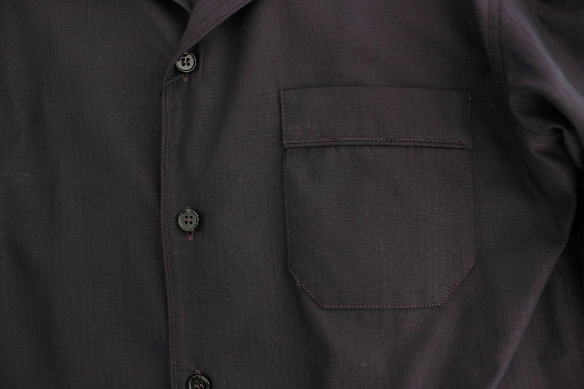 Dolce & Gabbana Purple Striped Cotton Pajama Lounge Shirt -   -  Dolce & Gabbana.