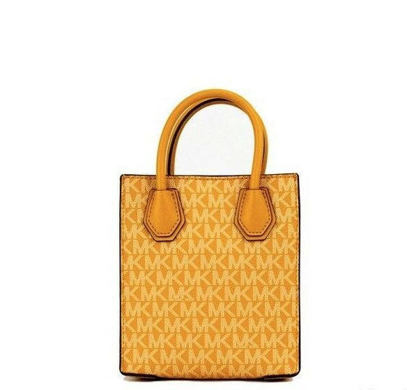 Michael Kors Mercer XS Honeycomb Gold Signature PVC North South Shopper Crossbody Bag -  Luxury Cross Body Bag for Women -  Michael Kors.