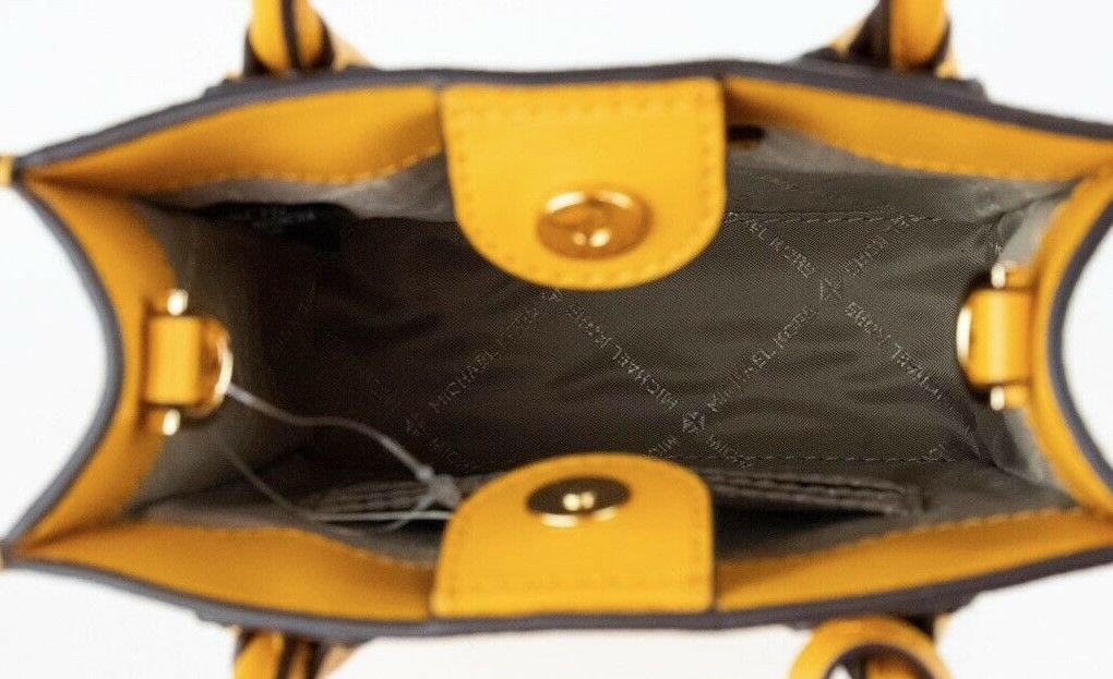 Michael Kors Mercer XS Honeycomb Gold Signature PVC North South Shopper Crossbody Bag -  Luxury Cross Body Bag for Women -  Michael Kors.