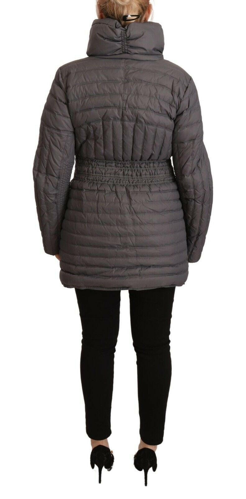 Roccobarocco Gray Quilted Long Sleeves Logo Patch Full Zip Jacket -   -  Roccobarocco.