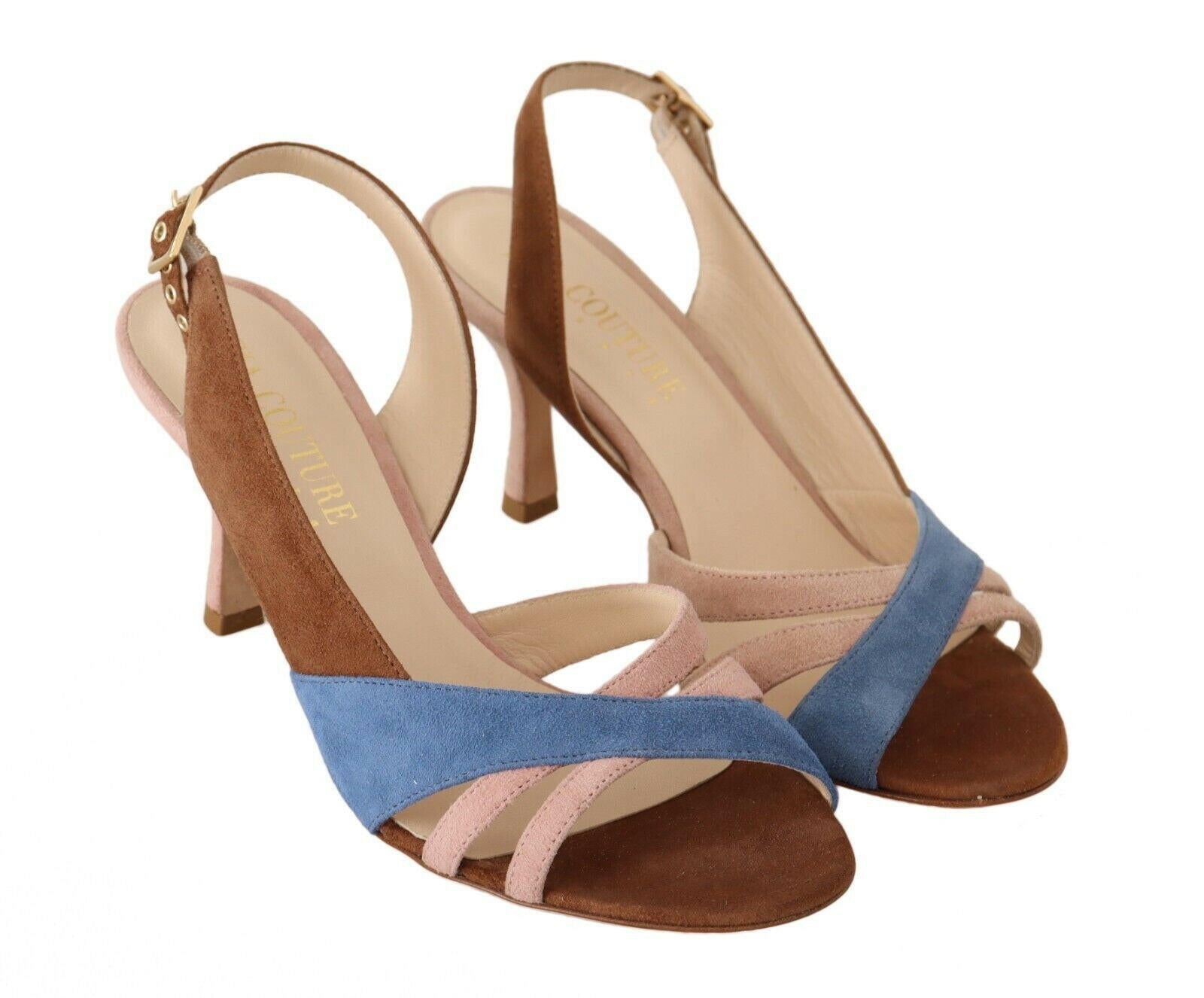 GIA COUTURE Multicolor Suede Leather Slingback Heels Sandals Shoes -   -  GIA COUTURE.