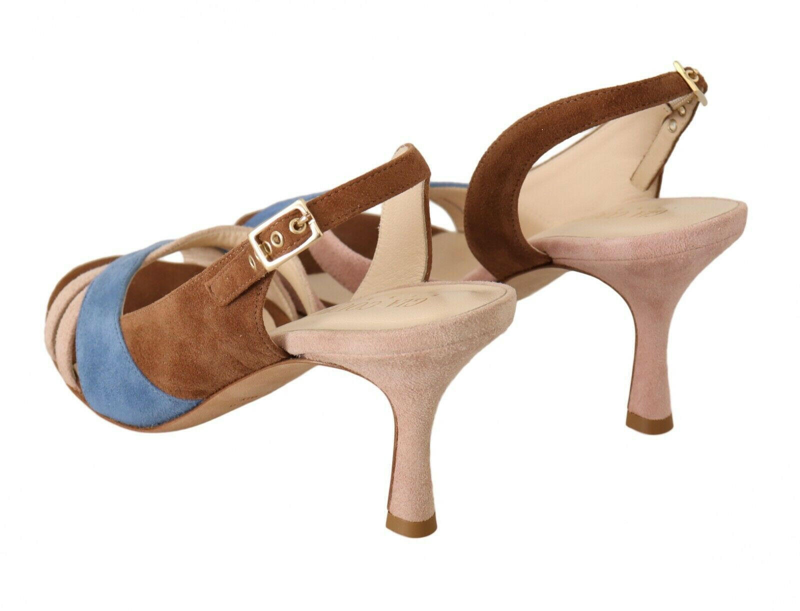 GIA COUTURE Multicolor Suede Leather Slingback Heels Sandals Shoes -   -  GIA COUTURE.