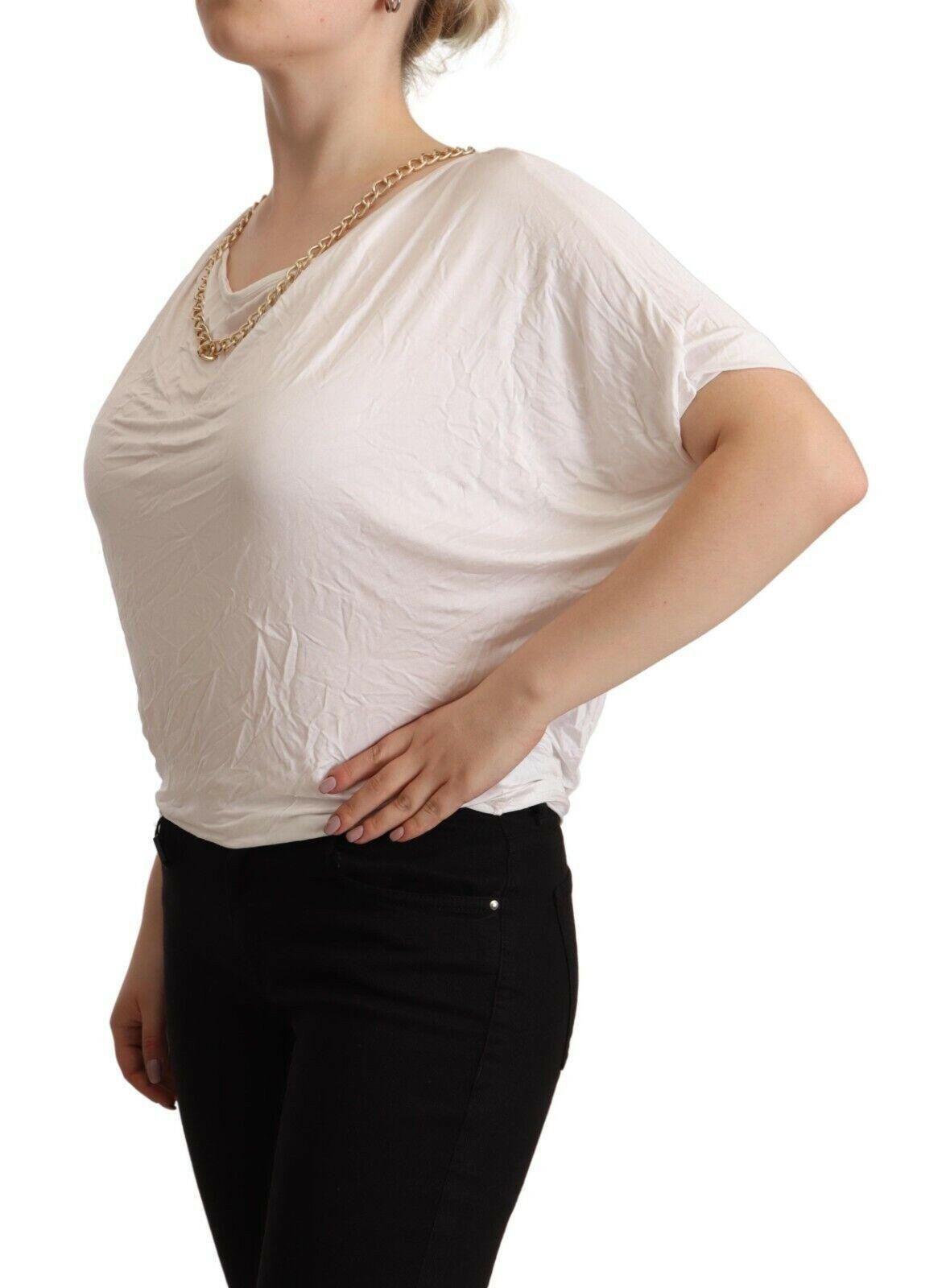 Guess By Marciano White Short Sleeves Gold Chain T-shirt Top -   -  Guess By Marciano.