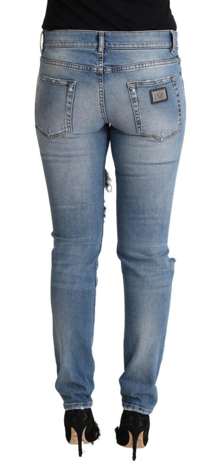 Dolce & Gabbana Blue Distressed Cotton Denim Skinny Jeans -   -  Dolce & Gabbana.