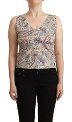 John Galliano Multicolor Cotton Sleeveless V-neck Tank Top -   -  John Galliano.