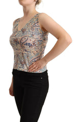 John Galliano Multicolor Cotton Sleeveless V-neck Tank Top -   -  John Galliano.