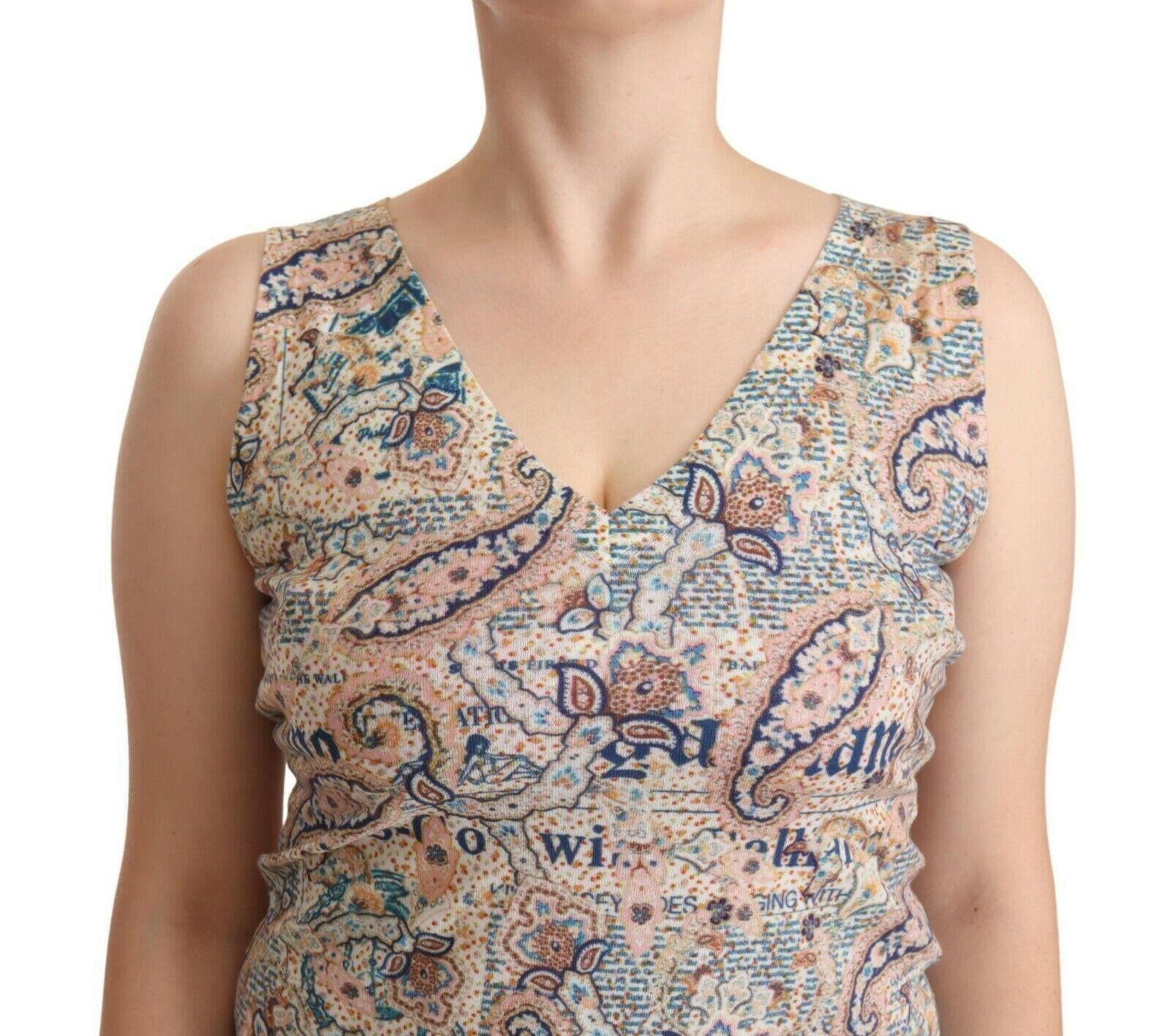 John Galliano Multicolor Cotton Sleeveless V-neck Tank Top -   -  John Galliano.