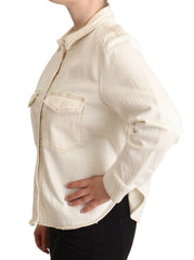 Levi's White Cotton Collared Long Sleeves Button Down Polo Top -   -  Levi's.