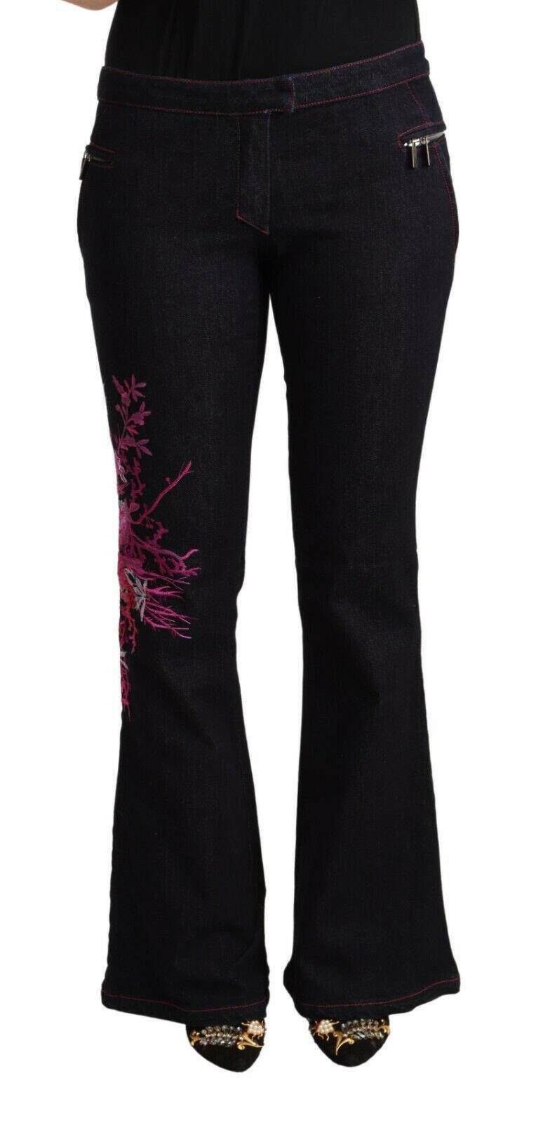 Exte Black Cotton Mid Waist Cotton Flared Jeans -   -  Exte.