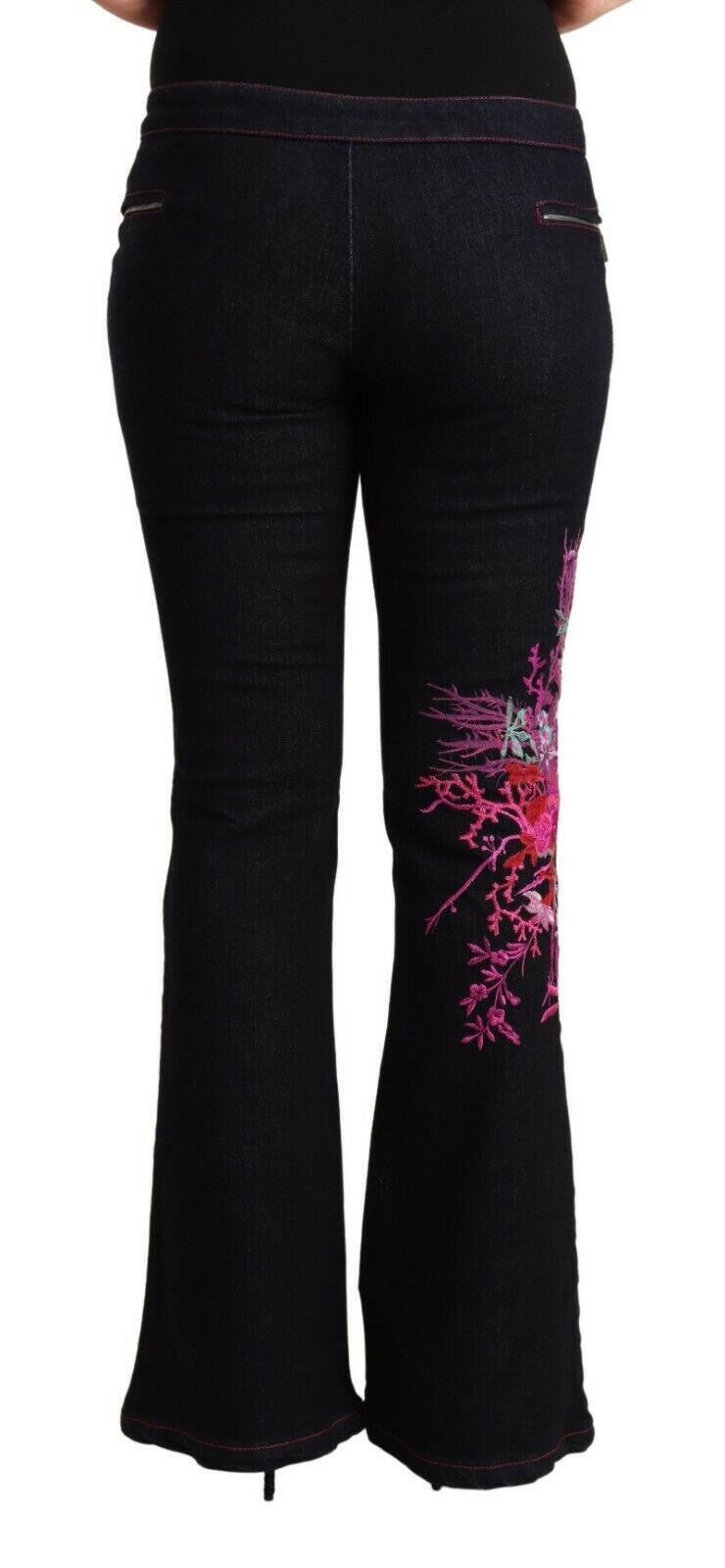 Exte Black Cotton Mid Waist Cotton Flared Jeans -   -  Exte.
