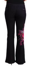 Exte Black Cotton Mid Waist Cotton Flared Jeans -   -  Exte.