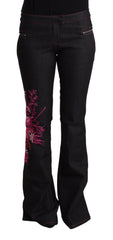 Exte Black Cotton Stretch Mid Waist Cotton Flared Denim Jeans -   -  Exte.