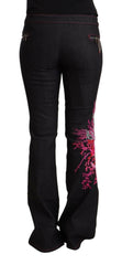 Exte Black Cotton Stretch Mid Waist Cotton Flared Denim Jeans -   -  Exte.