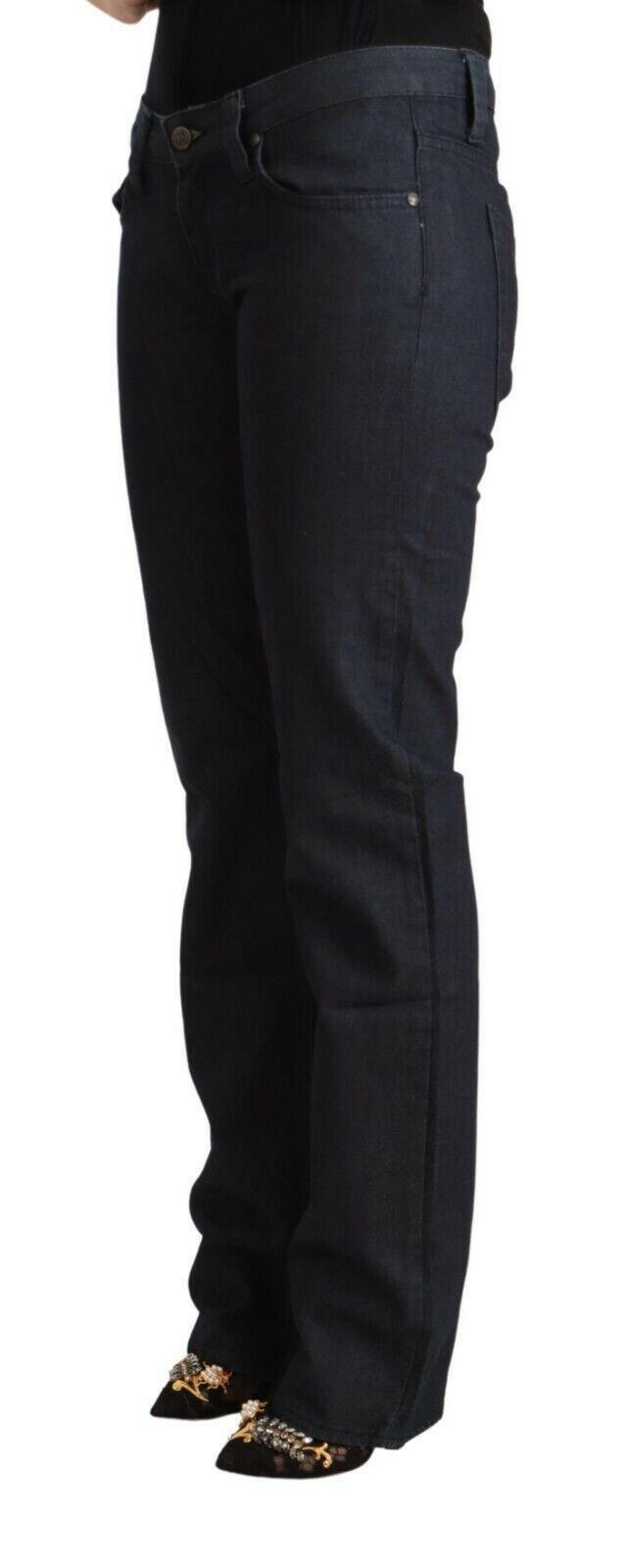 Exte Dark Blue Cotton Stretch Low Waist Straight Denim Jeans -   -  Exte.