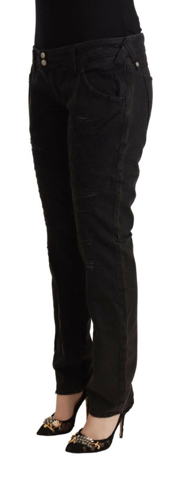 CYCLE Black Cotton Distressed Low Waist Slim Fit Denim Jeans -   -  CYCLE.