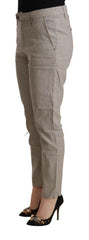 CYCLE Light Gray Linen Blend Mid Waist Tapered Pants -   -  CYCLE.