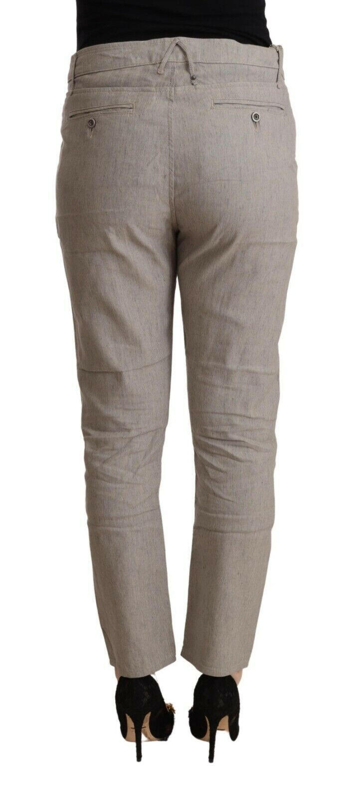 CYCLE Light Gray Linen Blend Mid Waist Tapered Pants -   -  CYCLE.