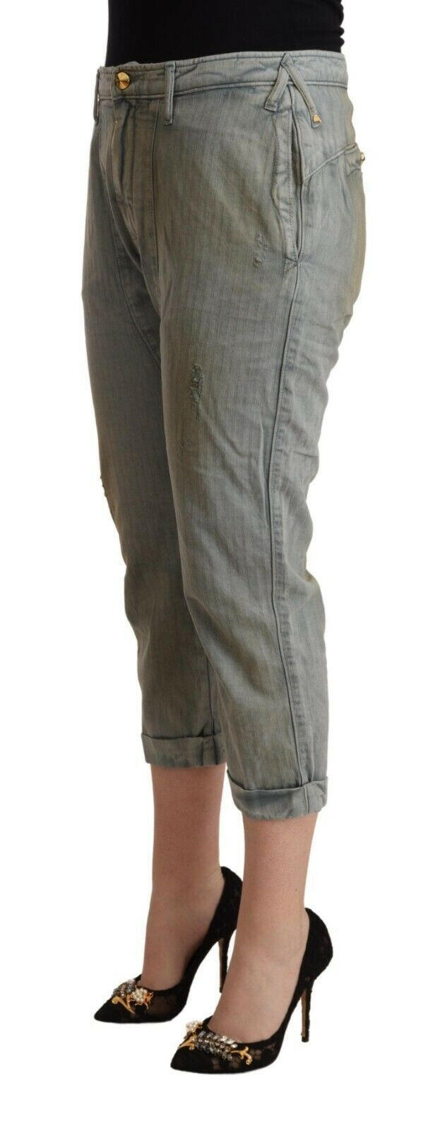CYCLE Gray 100% Cotton Mid Waist Skinny Cropped Pants -   -  CYCLE.