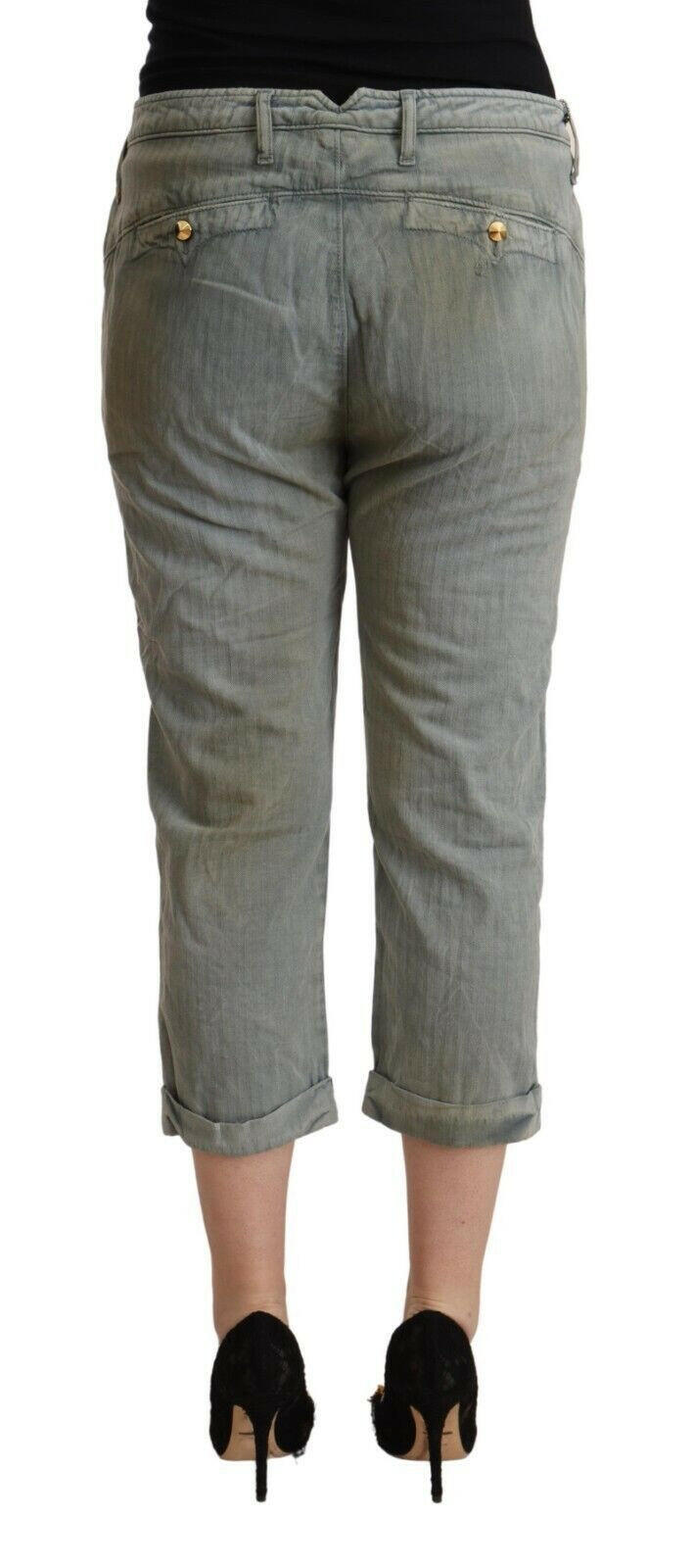 CYCLE Gray 100% Cotton Mid Waist Skinny Cropped Pants -   -  CYCLE.