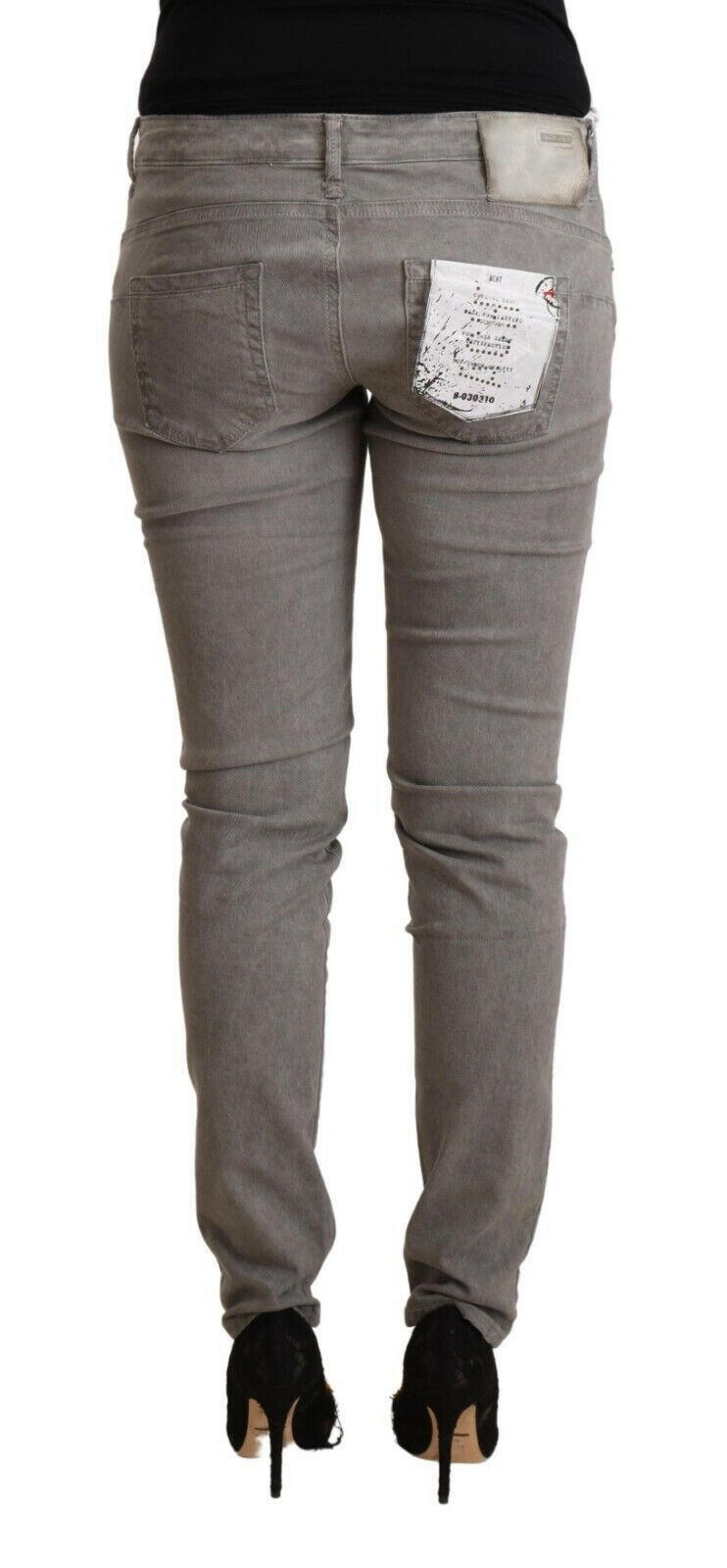 Acht Light Gray Washed Cotton Slim Fit Denim Jeans -   -  Acht.