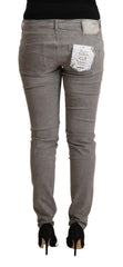 Acht Light Gray Washed Cotton Slim Fit Denim Jeans -   -  Acht.